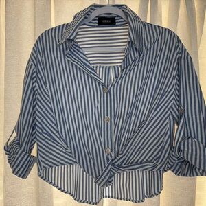 Cider Navy and White Striped Top